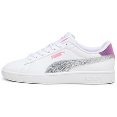 PUMA Smash 3.0 L Star Glow Sneaker Kinder white-silver-strawberry burst-purple pop