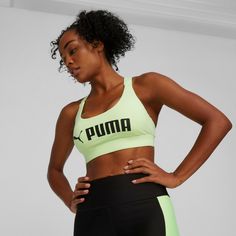 Rückansicht von PUMA Fit Sport-BH Damen speed green-black