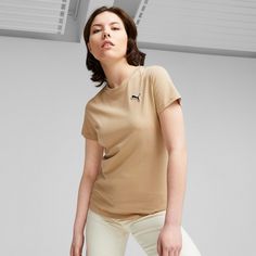 Rückansicht von PUMA Better Essentials T-Shirt Damen sand dune
