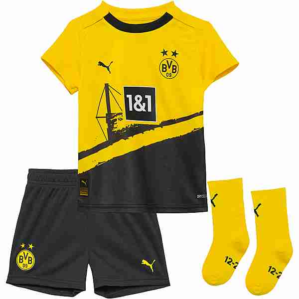 PUMA Borussia Dortmund 23-24 Heim Babykit Fußballtrikot Kinder cyber yellow-puma black