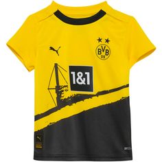 Rückansicht von PUMA Borussia Dortmund 23-24 Heim Babykit Fußballtrikot Kinder cyber yellow-puma black