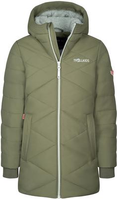 Trollkids Bergen Steppmantel Kinder dusky olive-frosty mint