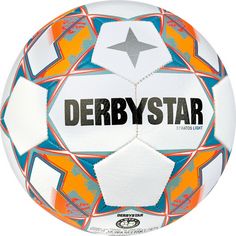 Rückansicht von Derbystar Stratos Light v23 Fußball weiss blau orange
