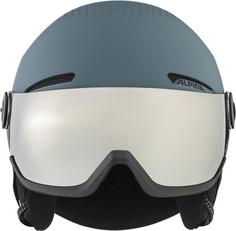 Rückansicht von ALPINA Arber Visor Q-Lite Skihelm dirt-blue matt