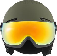 Rückansicht von ALPINA Arber Visor Q-Lite Skihelm olive matt