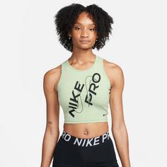 Rückansicht von Nike Pro Dri Fit Croptop Damen honeydew-black-cargo khaki