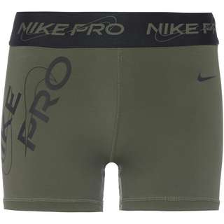 Nike Pro Dri Fit Tights Damen cargo khaki-black-honeydew