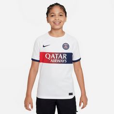 Rückansicht von Nike Paris Saint-Germain 23-24 Auswärts Fußballtrikot Kinder white-midnight navy-midnight navy