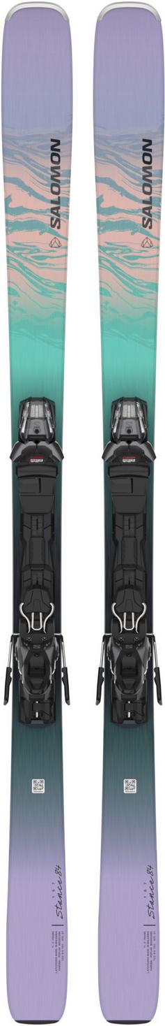 Salomon E STANCE W 84 + M11 GW L90 23/24 All-Mountain Ski Damen black-aruba blue-patrician purple