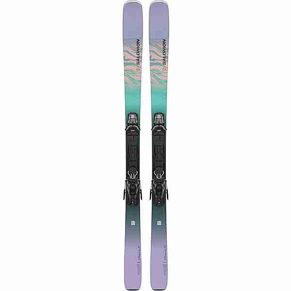 Salomon E STANCE W 84 + M11 GW L90 23/24 All-Mountain Ski Damen black-aruba blue-patrician purple