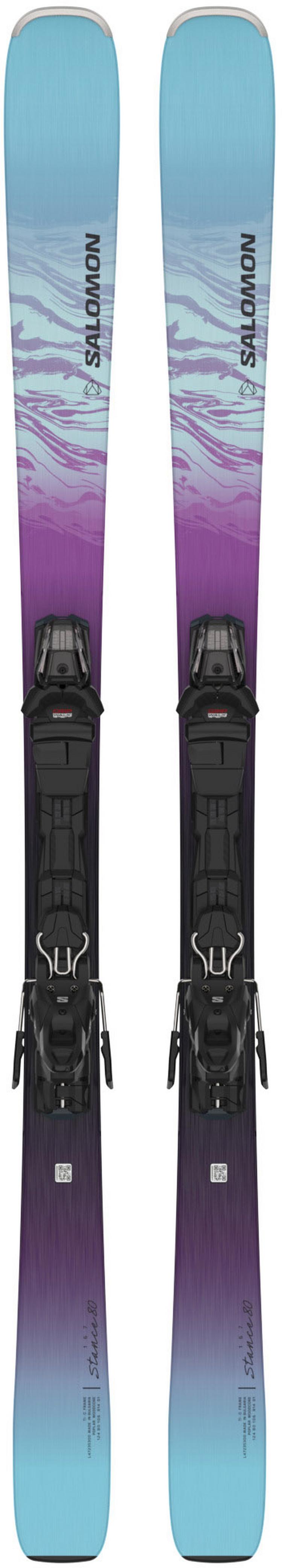 Salomon Salomon E STANCE W 80 + M10 GW L80 23/24 All-Mountain Ski Damen - black-dewberry-bleached aqua - 0 | SportScheck