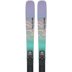 Rückansicht von Salomon E STANCE W 84 + M11 GW L90 23/24 All-Mountain Ski Damen black-aruba blue-patrician purple