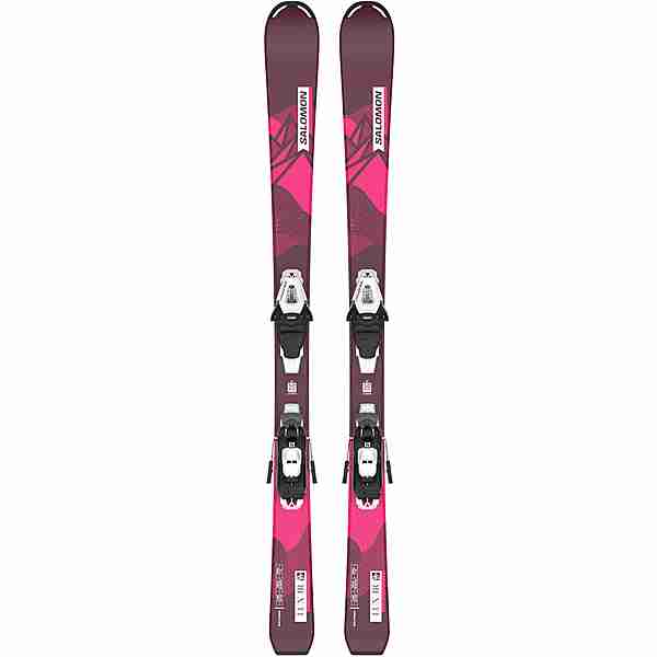 Salomon L QST Jr S + C5 GW J75 All-Mountain Ski Kinder bordeau-purple