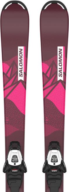 Rückansicht von Salomon L LUX Jr M + L6 GW J2 80 23/24 All-Mountain Ski Kinder bordeau-pink