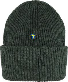 Rückansicht von FJÄLLRÄVEN Merino 1960 Logo Beanie deep forest