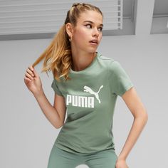 Rückansicht von PUMA Essentials T-Shirt Damen eucalyptus