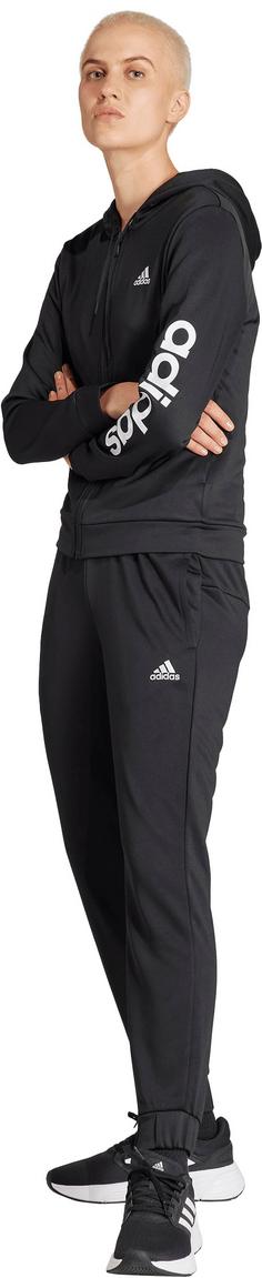 Rückansicht von adidas LINEAR Trainingsanzug Damen black-white