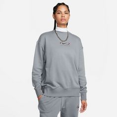 Rückansicht von Nike Swoosh Sweatshirt Damen smoke grey