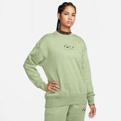 Rückansicht von Nike Swoosh Sweatshirt Damen oil green