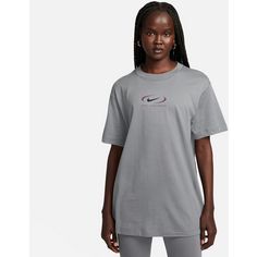 Rückansicht von Nike Swoosh T-Shirt Damen smoke grey