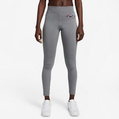 Rückansicht von Nike Swoosh Leggings Damen smoke grey