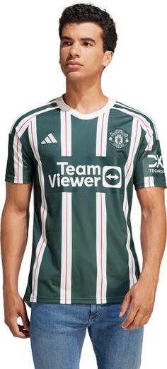 Rückansicht von adidas Manchester United 23-24 Auswärts Fußballtrikot Herren green night-core white-active maroon