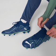 Rückansicht von PUMA FUTURE MATCH FG/AG Fußballschuhe Herren persian blue-puma white-pro green