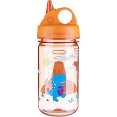 Rückansicht von Nalgene Grip-n-Gulp Sustain 0,35 L Trinkflasche Kinder orange Vulkan