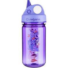 Rückansicht von Nalgene Grip-n-Gulp 0,35L Trinkflasche Kinder violett eule