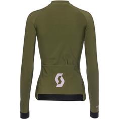 Rückansicht von SCOTT RC Pro Warm LS Fahrradtrikot Damen fir green-cloud pink