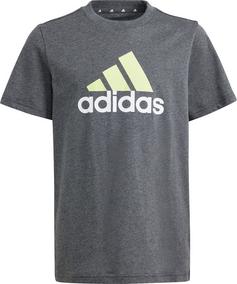 adidas T-Shirt Kinder dark grey heather-white-pulse lime