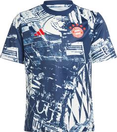 adidas FC Bayern München Prematch Fanshirt Kinder off white-night indigo