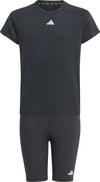 adidas TRAIN ESSENTIALS 3S SET Trainingsanzug M&auml;dchen - black-white