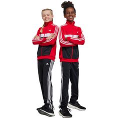 Rückansicht von adidas Trainingsanzug Kinder better scarlet-white-black