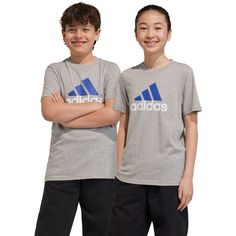 Rückansicht von adidas T-Shirt Kinder medium grey heather-white-semi lucid blue