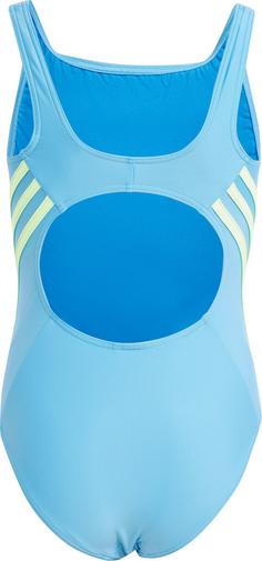 Rückansicht von adidas 3 STRIPES Badeanzug Kinder blue burst-green spark