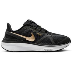 Nike AIR ZOOM STRUCTURE 25 Laufschuhe Damen black-metallic gold-white-dk smoke grey
