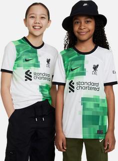 Rückansicht von Nike FC Liverpool 23-24 Auswärts Fußballtrikot Kinder white-green spark-black