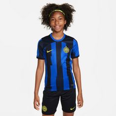 Rückansicht von Nike Inter Mailand 23-24 Heim Fußballtrikot Kinder lyon blue-black-vibrant yellow