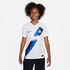 Rückansicht von Nike Inter Mailand 23-24 Auswärts Fußballtrikot Kinder white-lyon blue