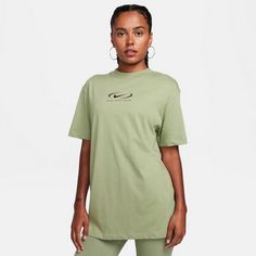 Rückansicht von Nike Swoosh T-Shirt Damen oil green