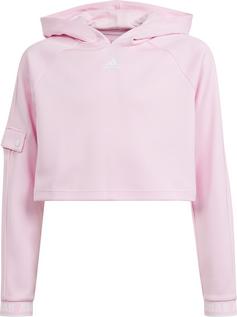 adidas CROPPED Hoodie Kinder clear pink-white