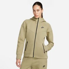 Rückansicht von Nike Tech Fleece Trainingsjacke Damen neutral olive-black