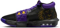 Rückansicht von Nike LEBRON WITNESS VIII Basketballschuhe Herren black-university gold-field purple
