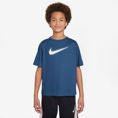 Rückansicht von Nike Dri-FIT Multi Funktionsshirt Kinder court blue-white