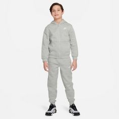 Rückansicht von Nike NSW CLUB FLEECE Trainingsanzug Kinder dk grey heather-white