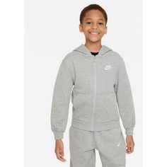 Rückansicht von Nike NSW CLUB Sweatjacke Kinder dk grey heather-base grey-white