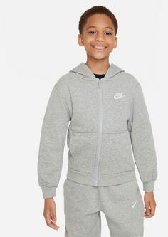 Rückansicht von Nike NSW CLUB Sweatjacke Kinder dk grey heather-base grey-white