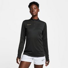 Rückansicht von Nike Academy 23 Funktionsshirt Damen black-black-metallic gold