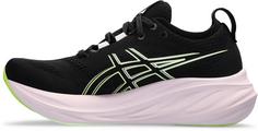 Rückansicht von ASICS GEL-NIMBUS 26 Laufschuhe Damen black-neon lime